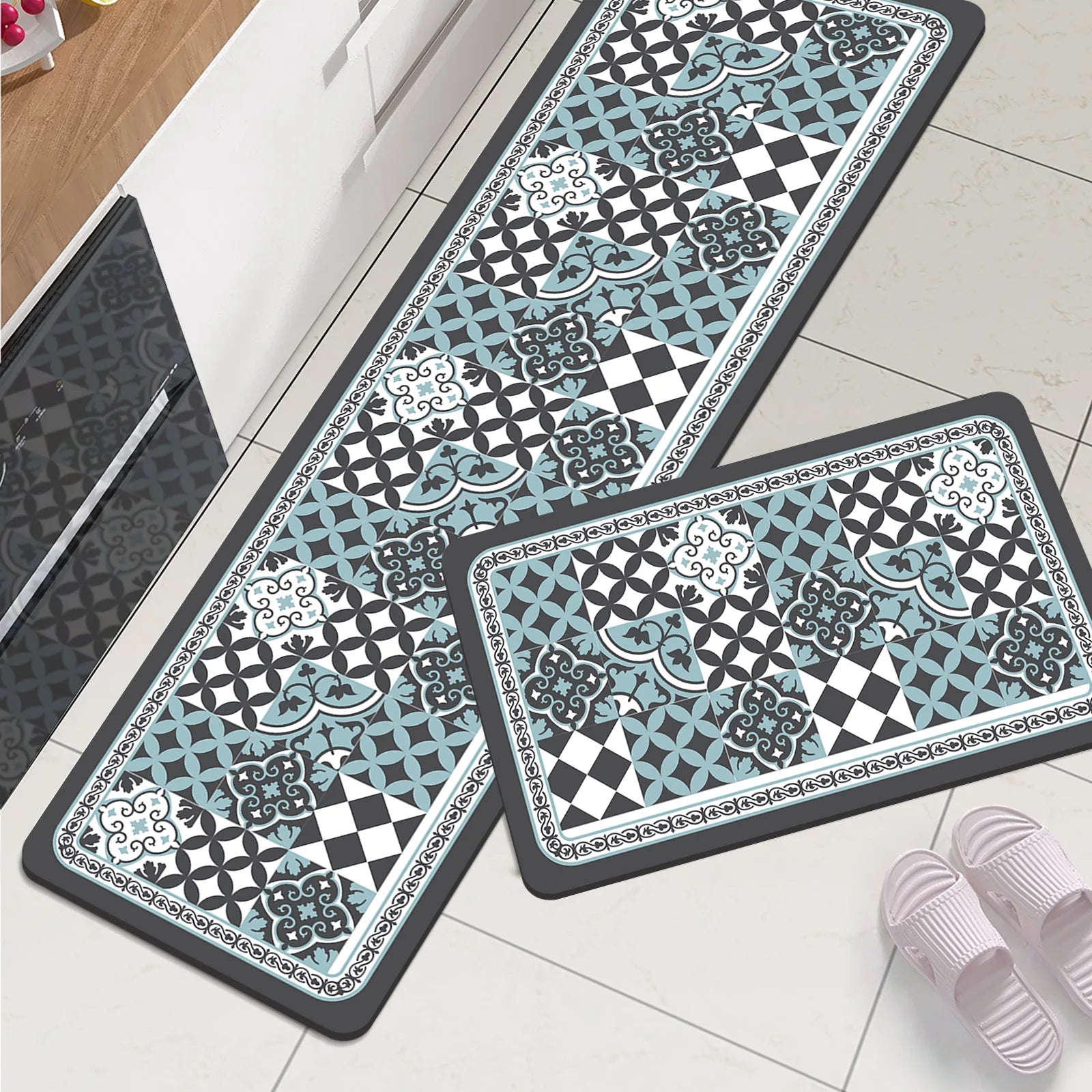 Navak Teppich, super saugfähige Küchenmatte, wasserdicht, lange Fläche, Küchenteppich für Wohnzimmer, Schlafzimmer, Fußmatte, Flurteppich, Fußmatte, waschbar