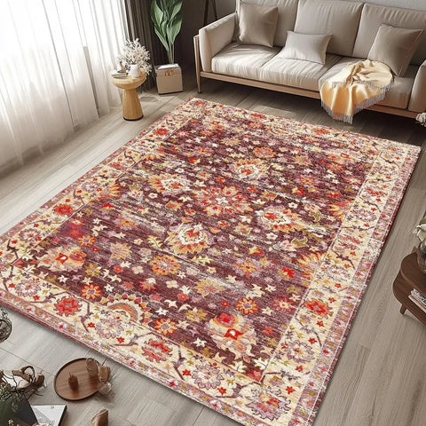 Navak Carpet Beige &amp; Elfenbein, waschbarer Flanell-Teppich, schmutzabweisend und rutschfest, Heimdekor-Teppich, für stark frequentierte Bereiche im Wohnzimmer