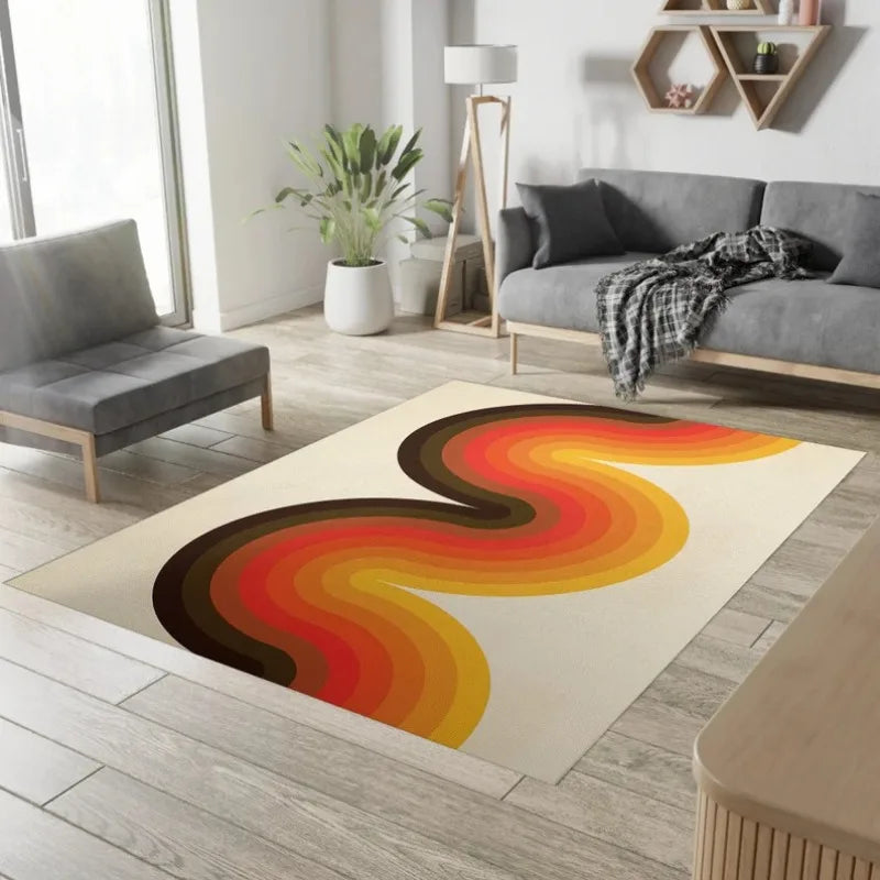 Navak Teppich Mid Century Modern Art Teppiche Skandinavischer Stil Wohnzimmer Teppich Retro 70er Jahre Bereich Teppich Neutral Abstrakt Geometrischer Teppich Rutschfest