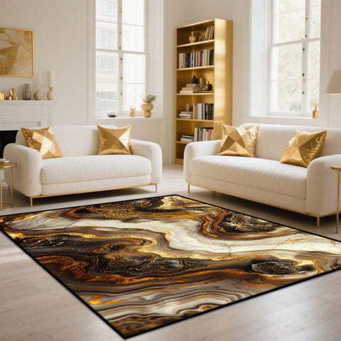 Navak Teppich, goldene abstrakte Marmorstreifen, Teppiche für Wohnzimmer, luxuriöse Schlafzimmerdekoration, große Teppiche, Sofaseite, weiche Lounge-Bodenmatte