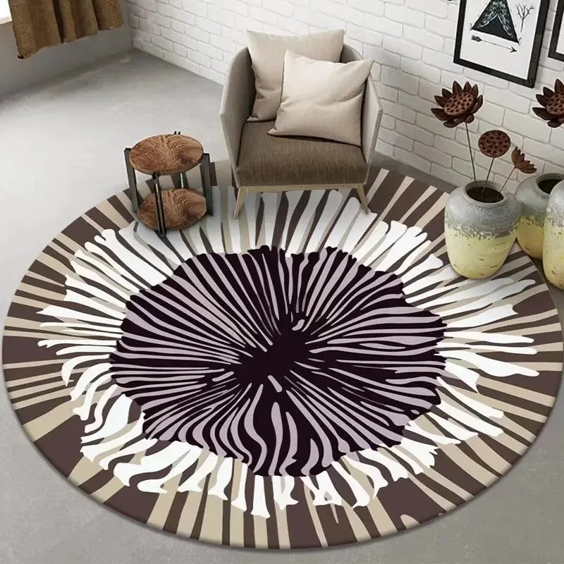 Navak Teppich Abstrakte Kunst Runder Teppich Wohnzimmer Sofa Schlafzimmer Dekorativer Teppich Computerstuhl Bodenmatte Rutschfest