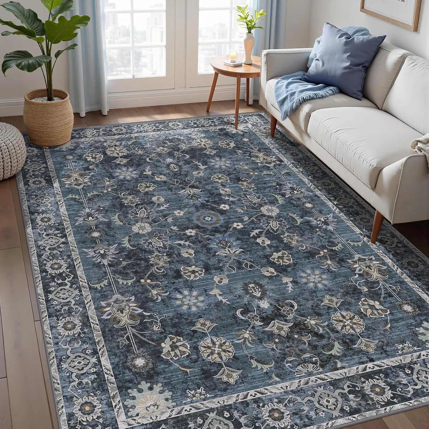 Navak Carpet Pink Vintage Living Room Carpet Bohemian Style Light Luxury Bedroom Rug Large Area Machine Washable Non-slip Coffee Table Mat 러그
