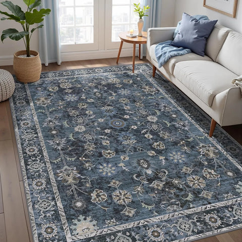 Navak Carpet Pink Vintage Living Room Carpet Bohemian Style Light Luxury Bedroom Rug Large Area Machine Washable Non-slip Coffee Table Mat 러그