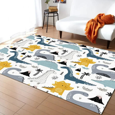 Navak Teppich, Cartoon-Dinosaurier-Teppich, Dino-Teppich, rutschfeste Dinosaurier-Bodenmatte für Spielzimmer, Klassenzimmer, Kinderzimmer-Dekor, Krabbelmatte für Kinder