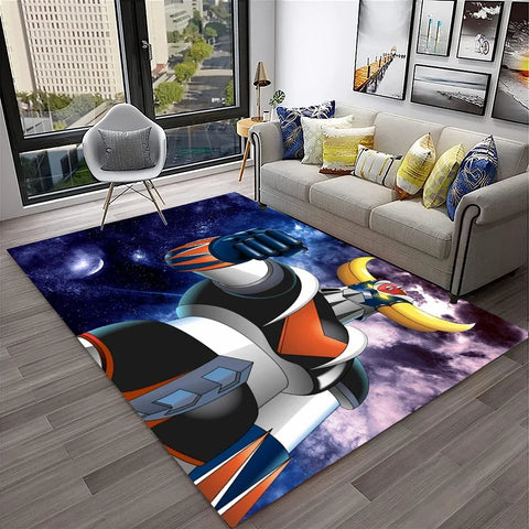 Navak Teppich, 3D-Cartoon-UFO-Roboter Grendizer, Anime-Teppich für Zuhause, Wohnzimmer, Schlafzimmer, Sofa, Fußmatte, Dekor, Kinderbereich, rutschfeste Bodenmatte
