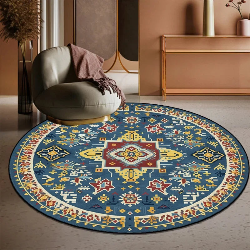 Navak Carpet Exclusive Picks Retro Bohemian Round Carpets Living Room Luxury Sofa Area Chair Non-Slip Soft Floor Mat Bedroom Decor Crystal Velvet