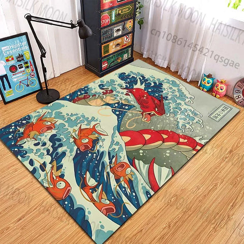 Navak Carpet 1PC Pokémon Gyarados Print Carpet Rug for Living Room Bedroom Sofa Decor Kids Play Home Area Rug Non-slip Mat Game Room Rugs