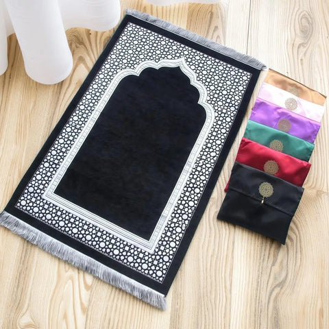 Navak-Teppich, muslimischer Gebetsteppich mit tragbarer Tasche, Perlen, muslimisch für Frauen und Männer, weiche Matte, Islam-Geschenkset, türkisch für Ramadan, Eid, Hadsch, Reisematte