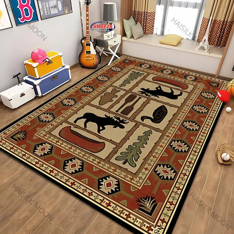 Navak Carpet Teppich im amerikanischen Landhausstil im Retro-Stil mit Tiermuster für moderne Heimdekoration, schmutzabweisend, rutschfeste Spielmatte für Kinder als Geschenk