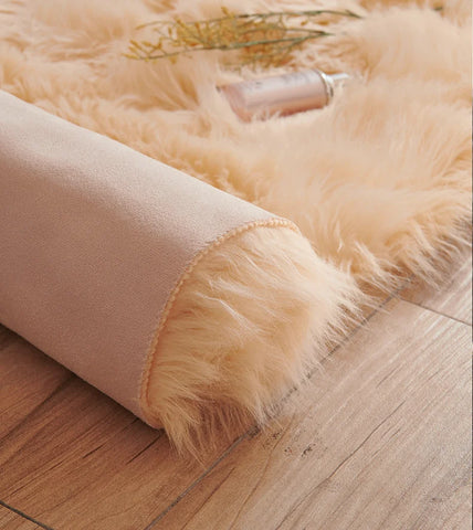 Navak Teppich, Kunstfell-Teppich, rosa, für Kinder, für Mädchen, Schlafzimmer, Nachttisch, Wohnzimmer, flauschig, pelzig, zottelig, Bodenmatten, Heimdekoration