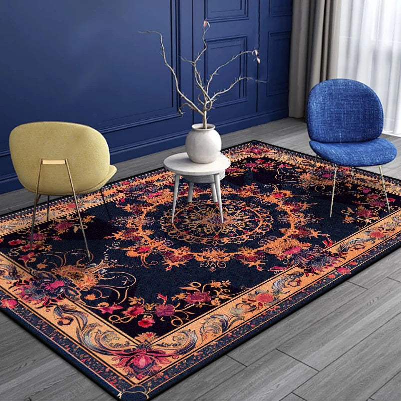 Navak Teppich im persischen Stil, luxuriöser Teppich für Wohnzimmer, Senior, rutschfest, goldener Rand, Schlafzimmer-Dekoration, weich, leicht zu reinigen, Eingangstürmatte