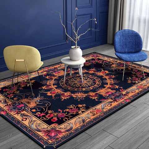 Navak Teppich im persischen Stil, luxuriöser Teppich für Wohnzimmer, Senior, rutschfest, goldener Rand, Schlafzimmer-Dekoration, weich, leicht zu reinigen, Eingangstürmatte
