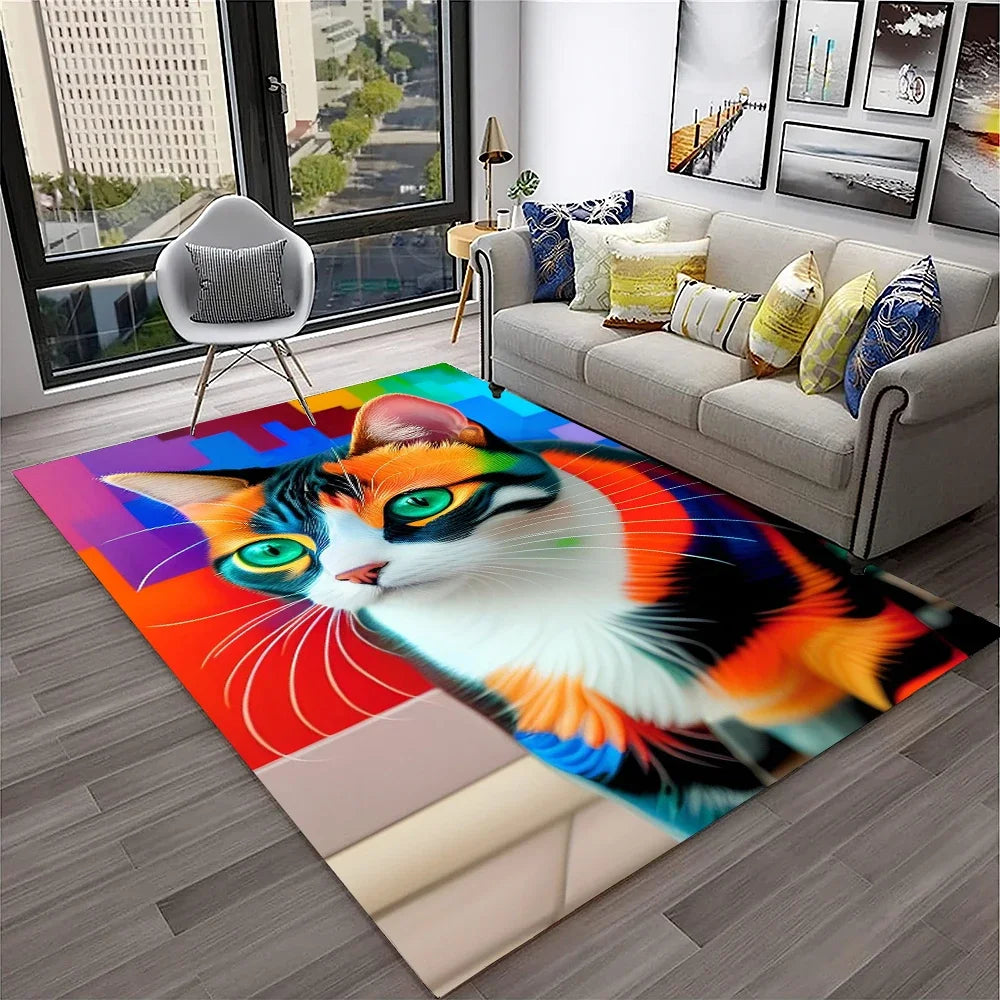 Navak Teppich, 3D, süße Katze, Blume, Cartoon-Teppich für Zuhause, Wohnzimmer, Schlafzimmer, Sofa, Fußmatte, Dekoration, Kinderspielbereich, rutschfeste Bodenmatte