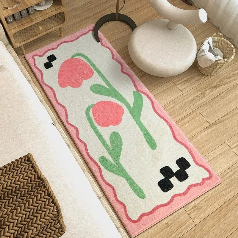 Navak Carpet Flower Bedroom Bedside Carpet Runner Rug Long Carpets Soft Fluffy Floor Mats Flowers Cute Sweet Girl Home Decoration Rugs