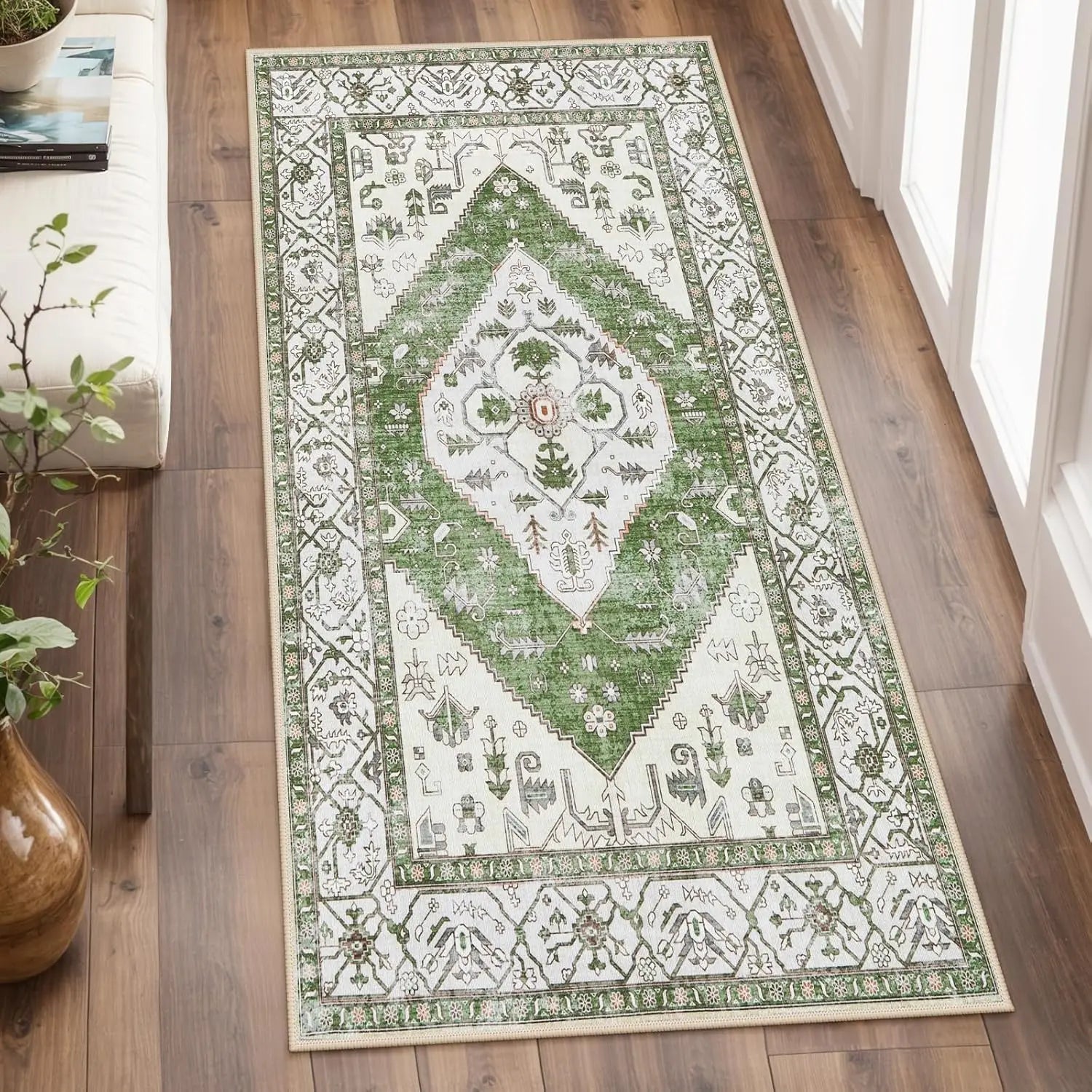 Navak Carpet Exclusive Picks Teppich aus Kaschmir im Perserstil, waschbar, faltbar, maschinenwaschbar, für Schlafzimmer, Nachttisch, Flur, Gang, Heimdekoration