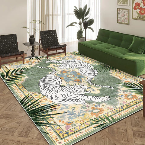 Navak Teppich, Dschungel-Tiger, Wohnzimmerteppich, botanischer Druck, Sofa, Couchtisch, Bodenmatte, Heimdekoration, Schlafzimmer, Nachttisch, maschinenwaschbar