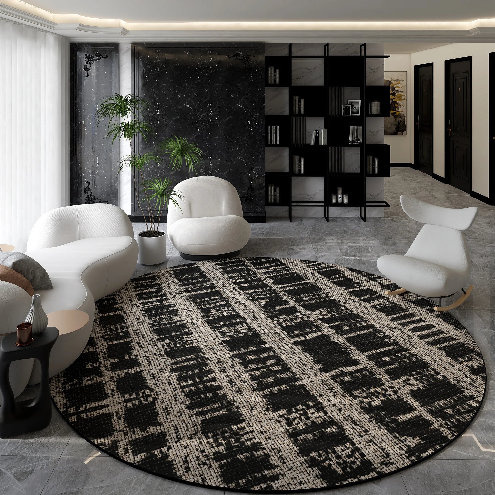 Navak Carpet Nordic Style Living Room Decoration Round Carpet Light Luxury Rugs for Bedroom Thicken Plush Floor Mat Fluffy Soft Cloakroom Rug