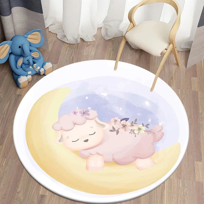 Navak Teppich Cartoon Niedlicher Bär Runder Teppich für Wohnzimmer Teppiche Badematte für Kinderzimmer Matten Schlafzimmer Teppiche Baby Kinderzimmer Wohnkultur