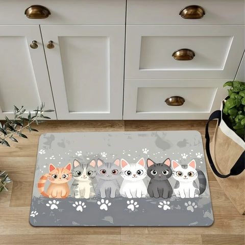 Navak Carpet Exclusive Picks Cute Cartoon Cat Paw Print Carpet Machine Washable Non-Slip Kitchen Bathroom Mat Bedroom Long Rugs Home Decoration