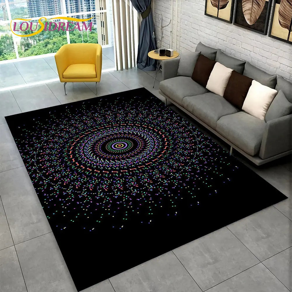 Navak Carpet Bohemia Mandala Geometrischer Teppich, Teppich für Zuhause, Wohnzimmer, Schlafzimmer, Sofa, Fußmatte, Küchendekor, rutschfeste Fußmatten für Kinder