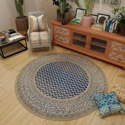 Navak Teppich, persischer Retro-Ethno-Stil, runder Wohnzimmerteppich, Couchtisch, Hängesessel, Drehstuhl, Bodenmatte, Schlafzimmer, Nachttischteppich