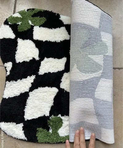 Navak Teppich, kariert, unregelmäßig, Küchenteppich, weich, flauschig, Tufting-Teppich, rutschfest, saugfähig, Badezimmer-Bodenmatte, Schlafzimmer-Toilettentür-Teppich