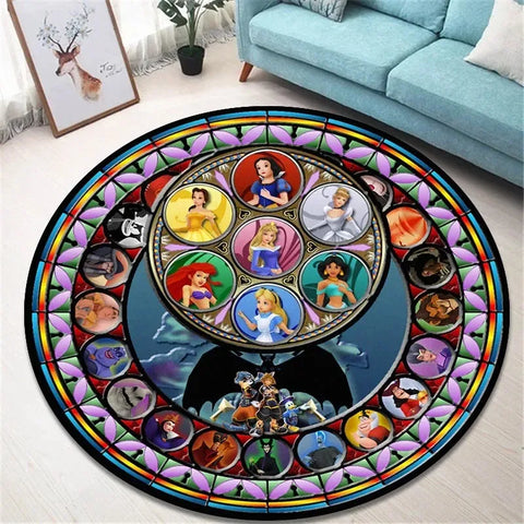 Navak Carpet Daily Picks Kingdom Hearts Cartoon-Teppich, runde Bodenmatte, Wohnzimmerteppich, Badezimmer, Küchenteppich, Fußmatte, rutschfeste Bodenmatte