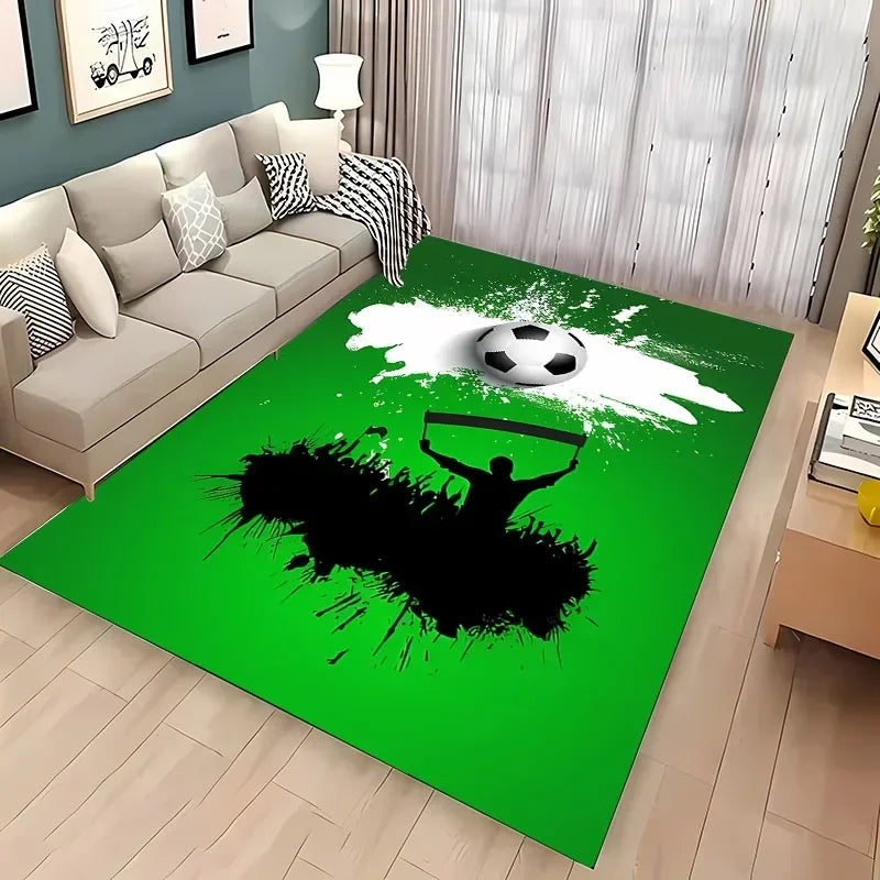 Navak Teppich, Ballsport-Thementeppich, Cartoon-Fußball-Bodenmatte für Kinderzimmer, Schlafzimmer-Dekoration, Fußball, große Flächenteppiche, Zuhause, Wohnzimmer, Flurteppich