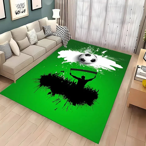 Navak Teppich, Ballsport-Thementeppich, Cartoon-Fußball-Bodenmatte für Kinderzimmer, Schlafzimmer-Dekoration, Fußball, große Flächenteppiche, Zuhause, Wohnzimmer, Flurteppich