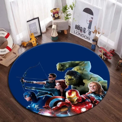 Navak Carpet Daily Picks DISNEY Marvel The Avengers Runder Teppich Anime-Teppich Rutschfeste Spielmatte Niedliche Bodenteppiche für Wohnzimmer, Schlafzimmer, Kindermatten