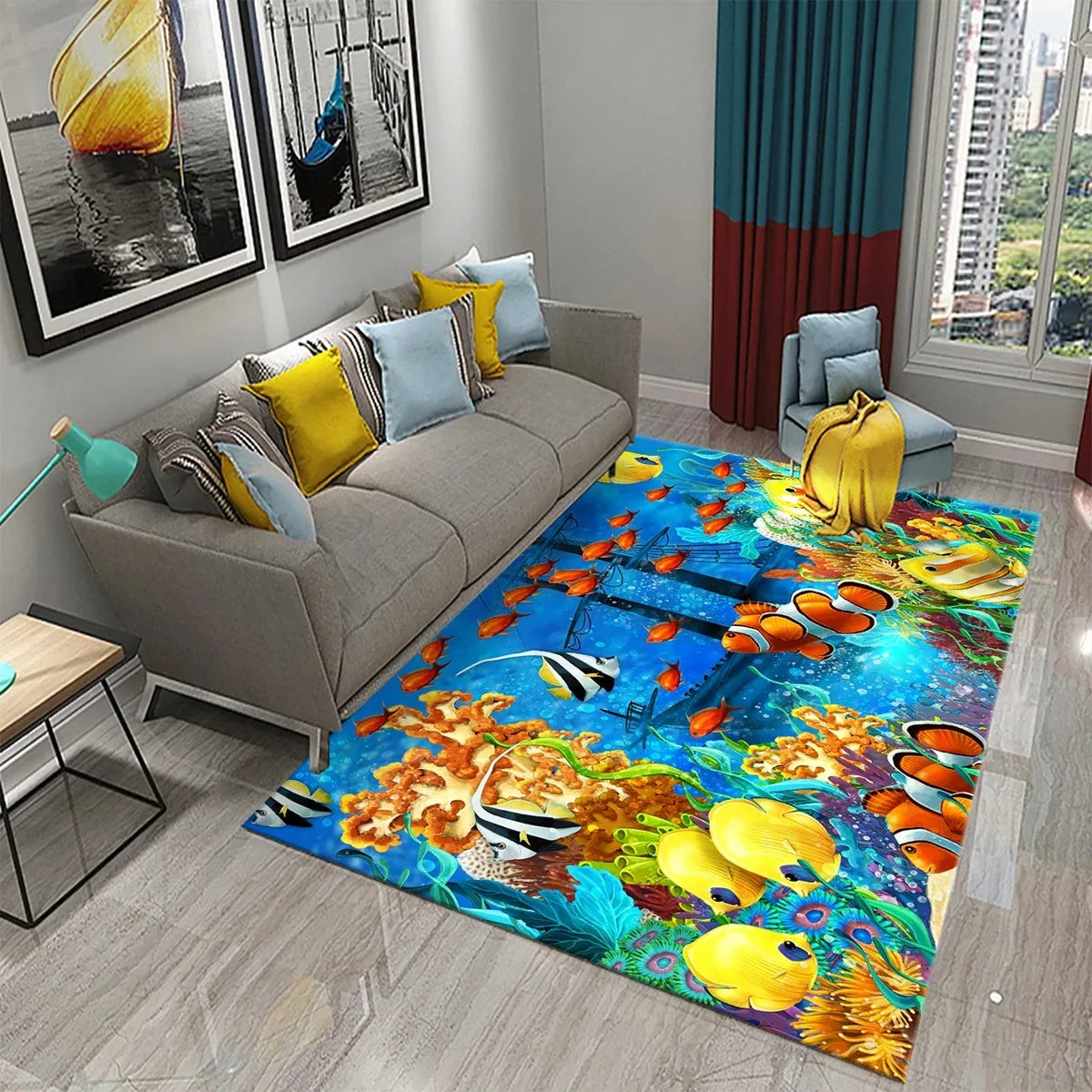 Navak Teppich 3D Hawaiian Meer Ozean Tropische Fische Teppich Wohnzimmer Fisch Tier Muster Kinder Schlafzimmer Weiche Boden Dekor