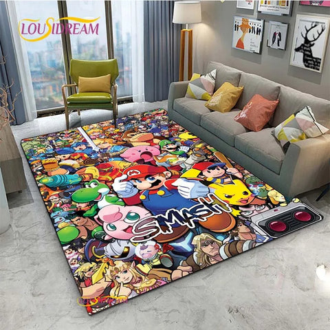 Navak Teppich Mario Cartoon Anime Teppich für Wohnzimmer Schlafzimmer Niedliche Teppiche Tisch Küchentür Kinder Rutschfeste Fußmatten Alfombra Geburtstagsgeschenk