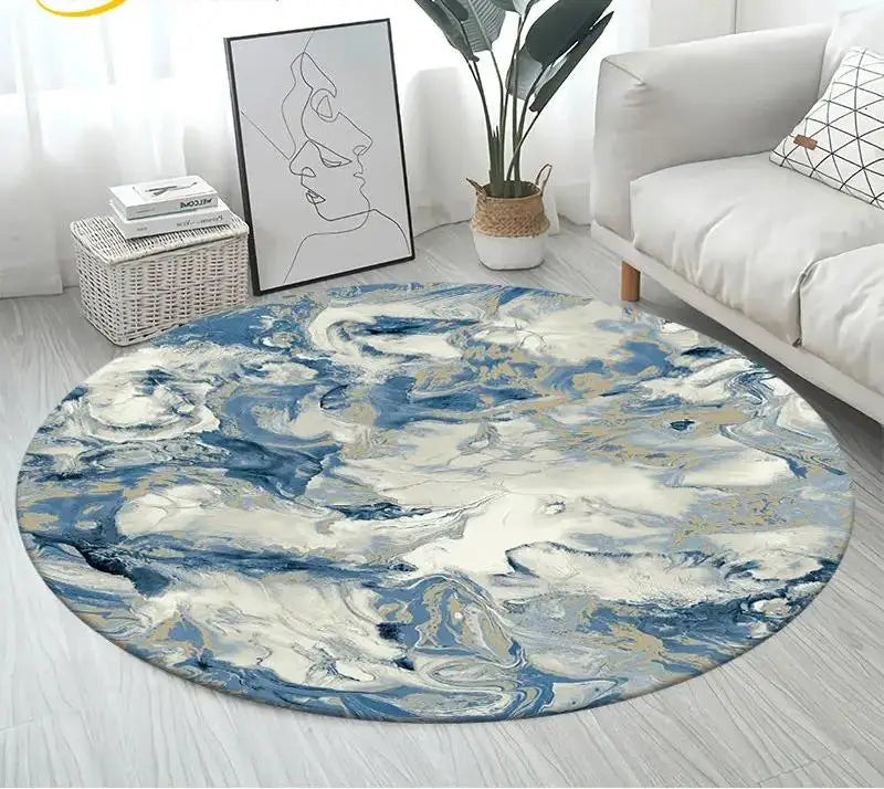 Navak Carpet Nordic Colour Green Gold White Marble Round Carpet Balcony Floor Mat Bathroom Living Room Home Yoga Coffee Mats Home Decor Rug
