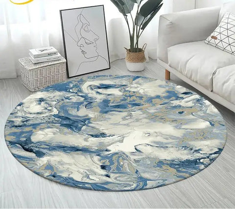 Navak Carpet Nordic Colour Green Gold White Marble Round Carpet Balcony Floor Mat Bathroom Living Room Home Yoga Coffee Mats Home Decor Rug
