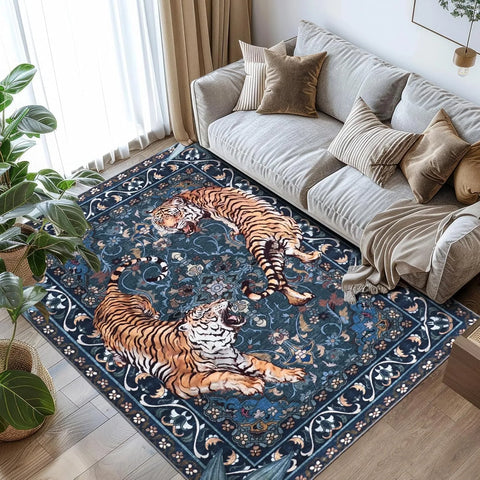 Navak Teppich, Wohnzimmerteppich im nordischen Stil, blauer Tigerdruck, Schlafzimmerteppich, große Fläche, maschinenwaschbar, rutschfeste Couchtischmatten, Alfombra 러그