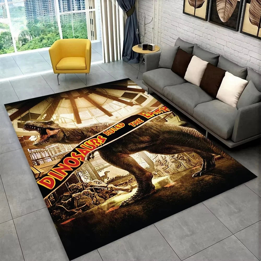 Navak Carpet 3D J-Jurassic Park Dinosaurier-Teppich, großer Teppich, Schlafzimmer, Kinderspielzimmer, Bodenmatte, rutschfest, Wohnzimmer-Dekor, lustiger Sofa-Akzent