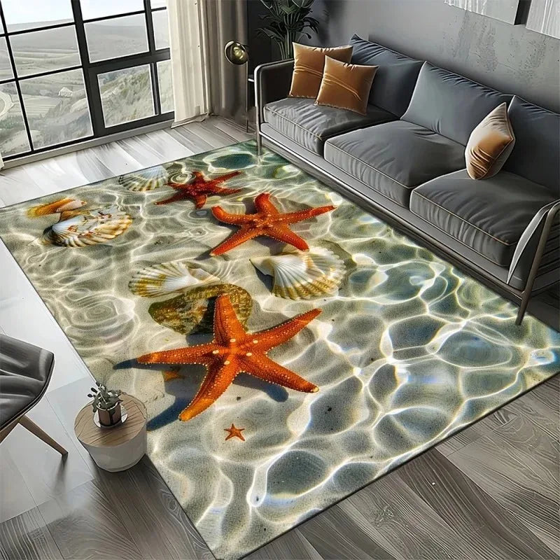 Navak Carpet 3D-Strandmuschel-Teppich für Kinderspielbereich und Schlafzimmer, rutschfestes Dekor