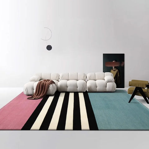 Navak Carpet Moderner Streifenteppich für Wohnzimmer, Schlafzimmer, Arbeitszimmer, große Größe, rutschfest, maschinenwaschbar, Bodenmatte