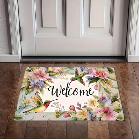 Navak Carpet 1 Stück Fußmatte mit Elsterblumenmotiv, maschinenwaschbar, Polyestergewebe, rutschfest, geeignet für Schlafzimmer, Wohnzimmer, Eingang