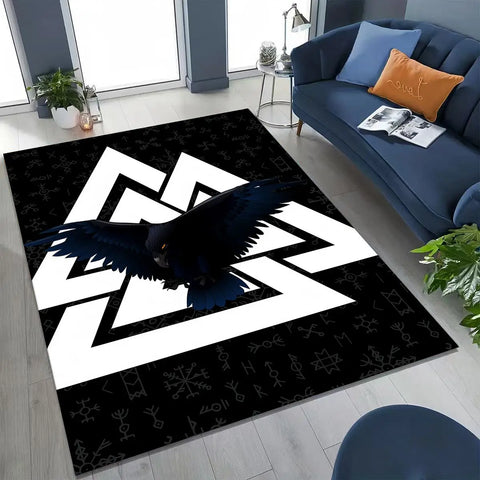 Navak Teppich, nordisches Wikinger-Kriegersymbol, Valhalla, Valknut, Rune, Moto-Teppich für Schlafzimmer, Wohnzimmer, Sofa, Zuhause, Fußmatte, Dekor, rutschfeste Bodenmatte
