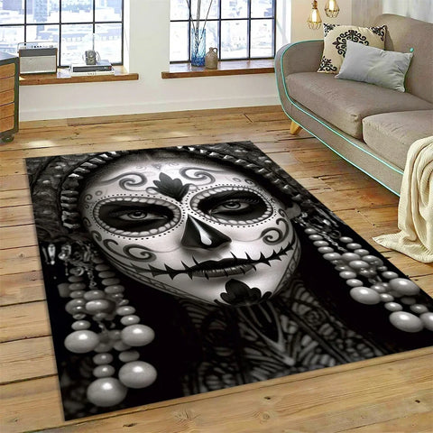 Navak Teppich, Horror-Totenkopf-Mädchen, tot, Gothic, untote Frau, Teppich für Zuhause, Wohnzimmer, Schlafzimmer, Sofa, Fußmatte, Dekoration, Kinderbereich, rutschfeste Matte