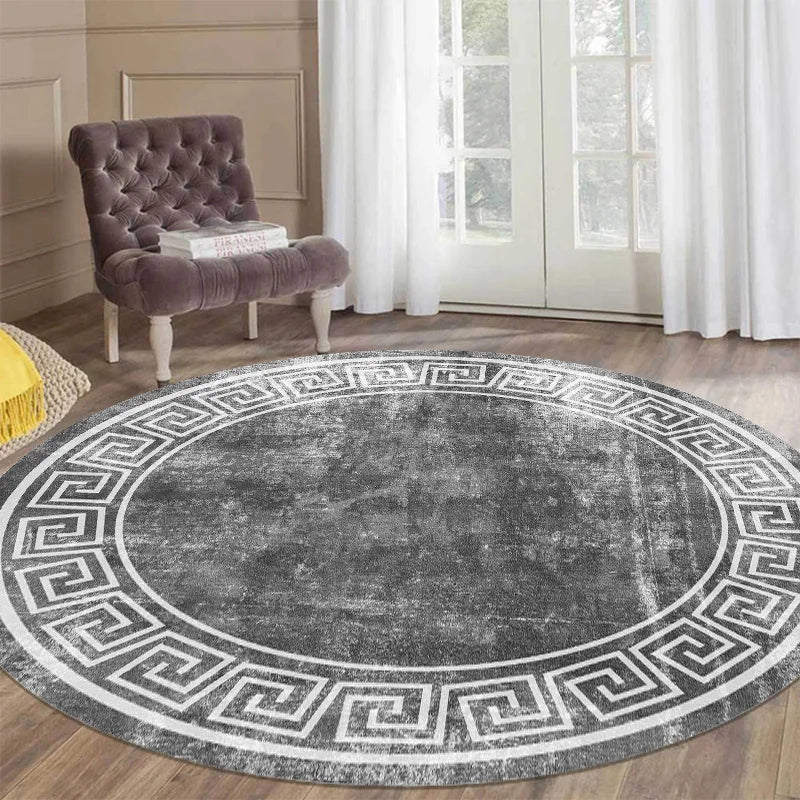 Navak Teppich, luxuriöser Stil, runder Teppich, Wohnzimmer, weiß, schwarz, grün, Marmormuster, Zimmerteppiche, waschbar, rutschfest, Dekor-Fußmatten für Schlafzimmer
