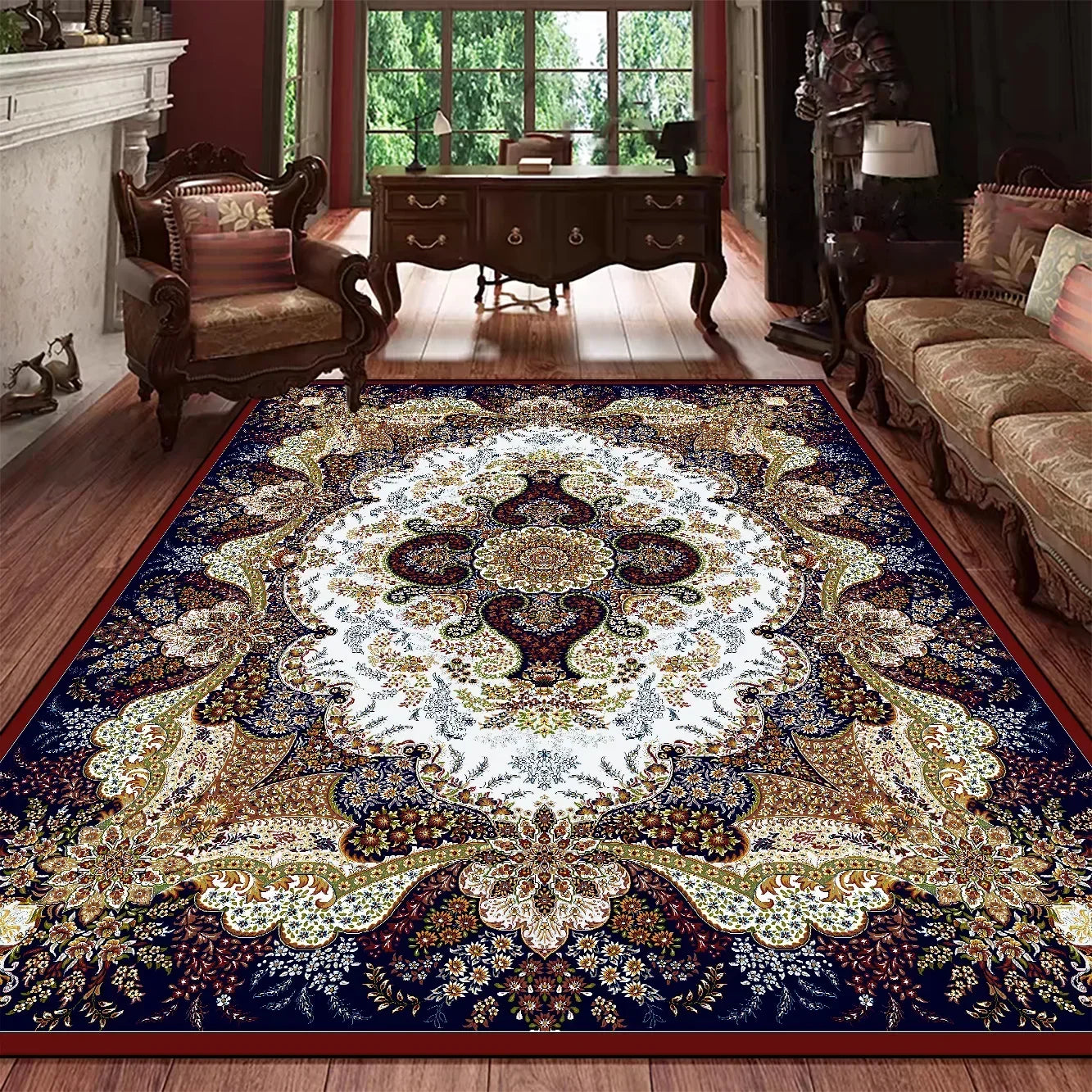 Navak-Teppich, klassischer Luxus-Teppich im persischen Stil, eleganter, waschbarer Teppich für Wohnzimmer, Schlafzimmer, anspruchsvolle Heimdekoration, Bodenmatte, Küchenmatte
