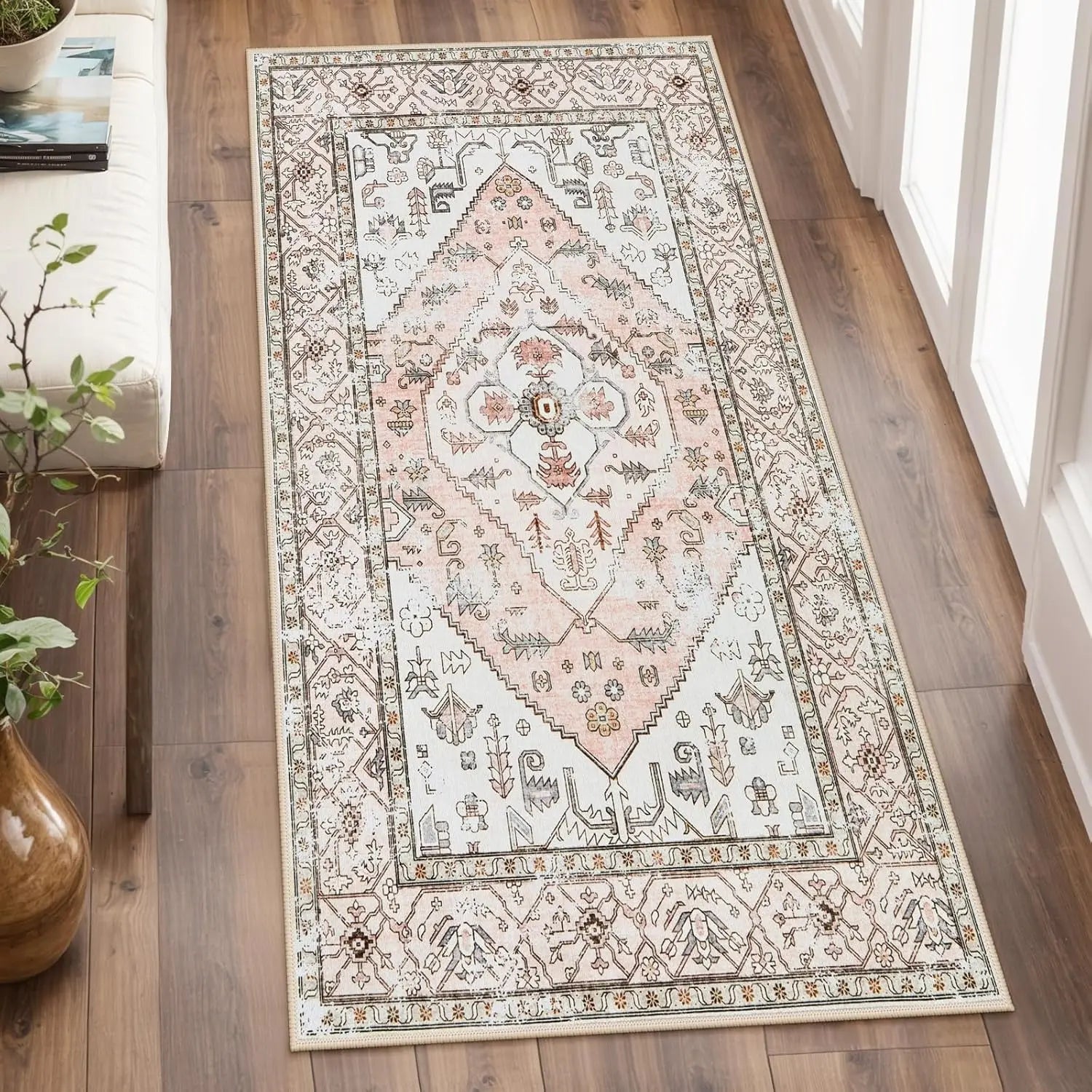 Navak Carpet Exclusive Picks Teppich aus Kaschmir im Perserstil, waschbar, faltbar, maschinenwaschbar, für Schlafzimmer, Nachttisch, Flur, Gang, Heimdekoration