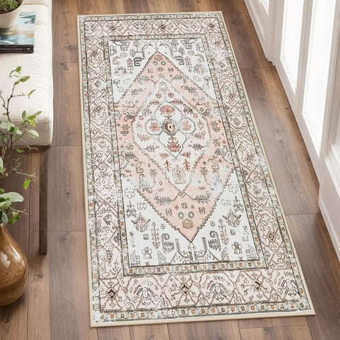 Navak Carpet Exclusive Picks Teppich aus Kaschmir im Perserstil, waschbar, faltbar, maschinenwaschbar, für Schlafzimmer, Nachttisch, Flur, Gang, Heimdekoration