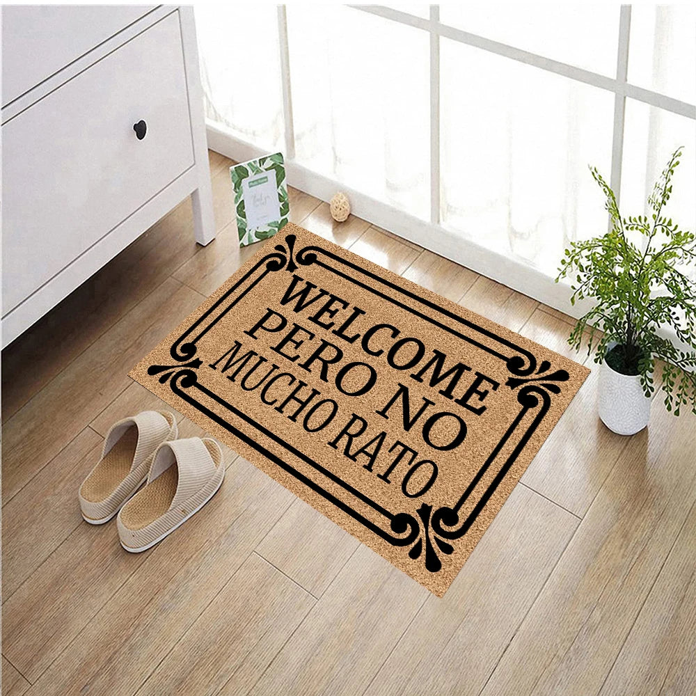 Navak Carpet Rutschfeste Fußmatte aus Gummi, Welcome Pero No Mucho, Rato-Türmatten, lustiger Eingangsteppich, Hausveranda, Staub, süße Fußmatte, Heimdekoration
