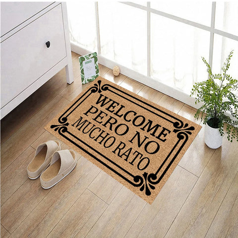 Navak Carpet Rutschfeste Fußmatte aus Gummi, Welcome Pero No Mucho, Rato-Türmatten, lustiger Eingangsteppich, Hausveranda, Staub, süße Fußmatte, Heimdekoration