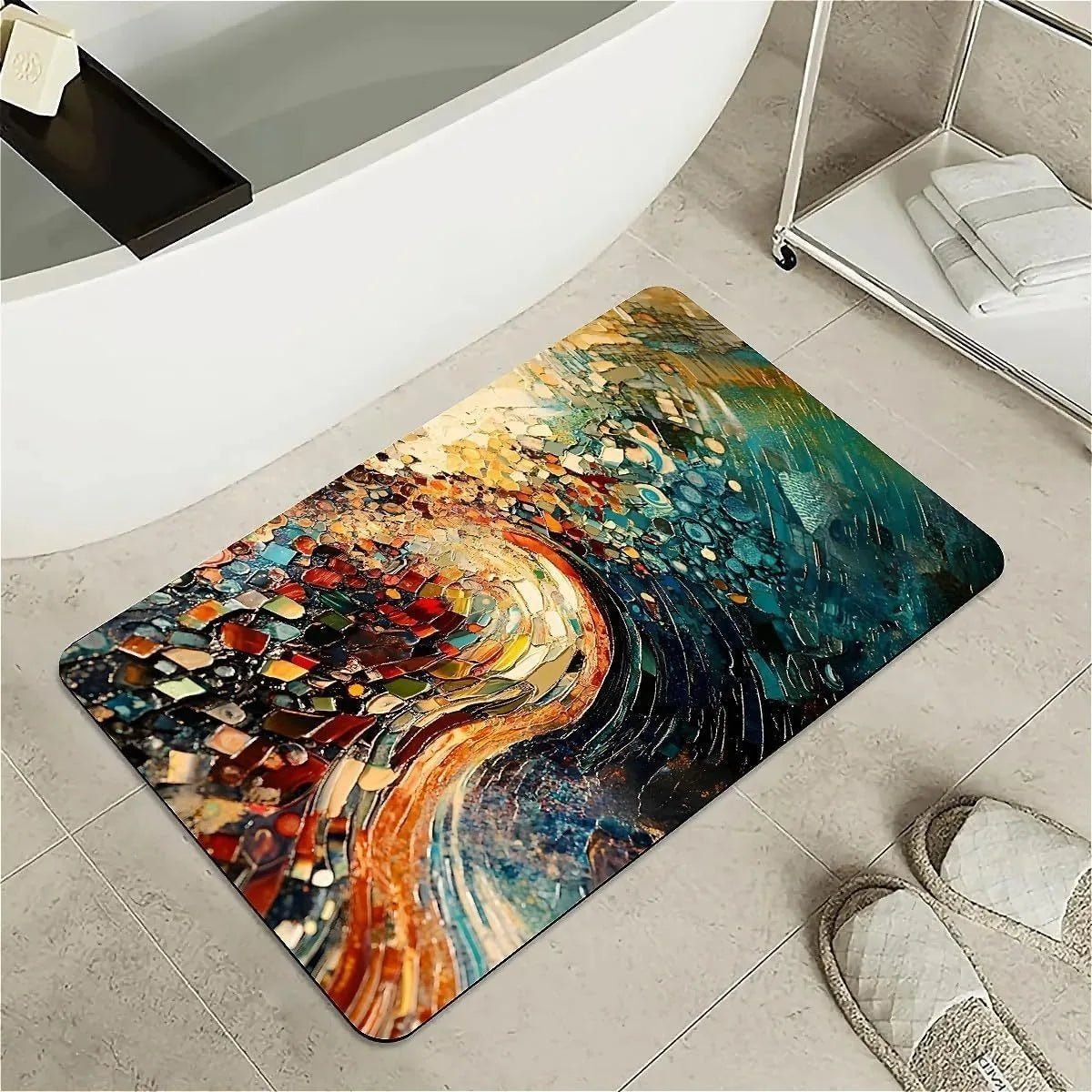 Navak Carpet Modern Simple Stone Kieselgur Badematte Badezimmerteppich Saugfähige rutschfeste Fußmatten Schnelltrocknende Dusch-Toilettenunterlage Fußmatte