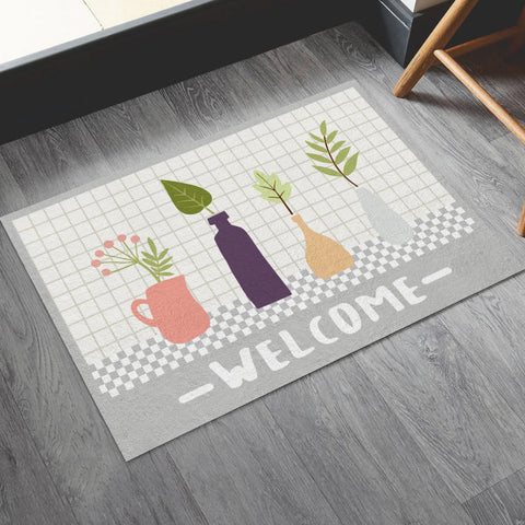 Navak Carpet Creative Small Fresh Cactus Plant Print Willkommens-Fußmatte, quadratisch, zuschneidbar, flauschiger Teppich, rutschfeste Eingangsmatte für die Inneneinrichtung