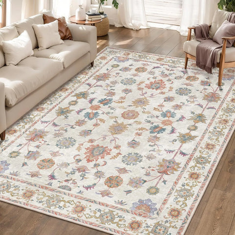 Navak Carpet Pink Vintage Living Room Carpet Bohemian Style Light Luxury Bedroom Rug Large Area Machine Washable Non-slip Coffee Table Mat 러그